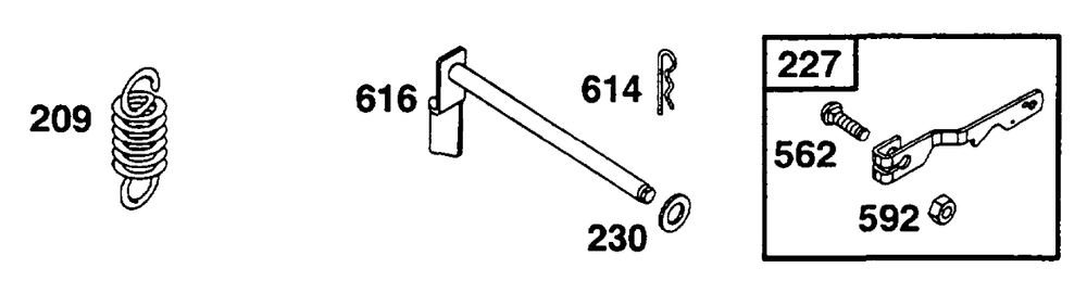 Governor Spring Diagram and Parts List for 253702-0159-XX  Briggs and Stratton Engine
